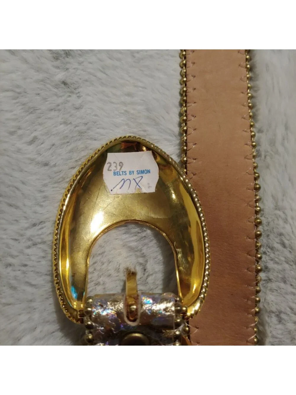 B.B. Simon Belt 36 Iridescent Silver Gold Beaded Y2K Runway Maximalist Designer